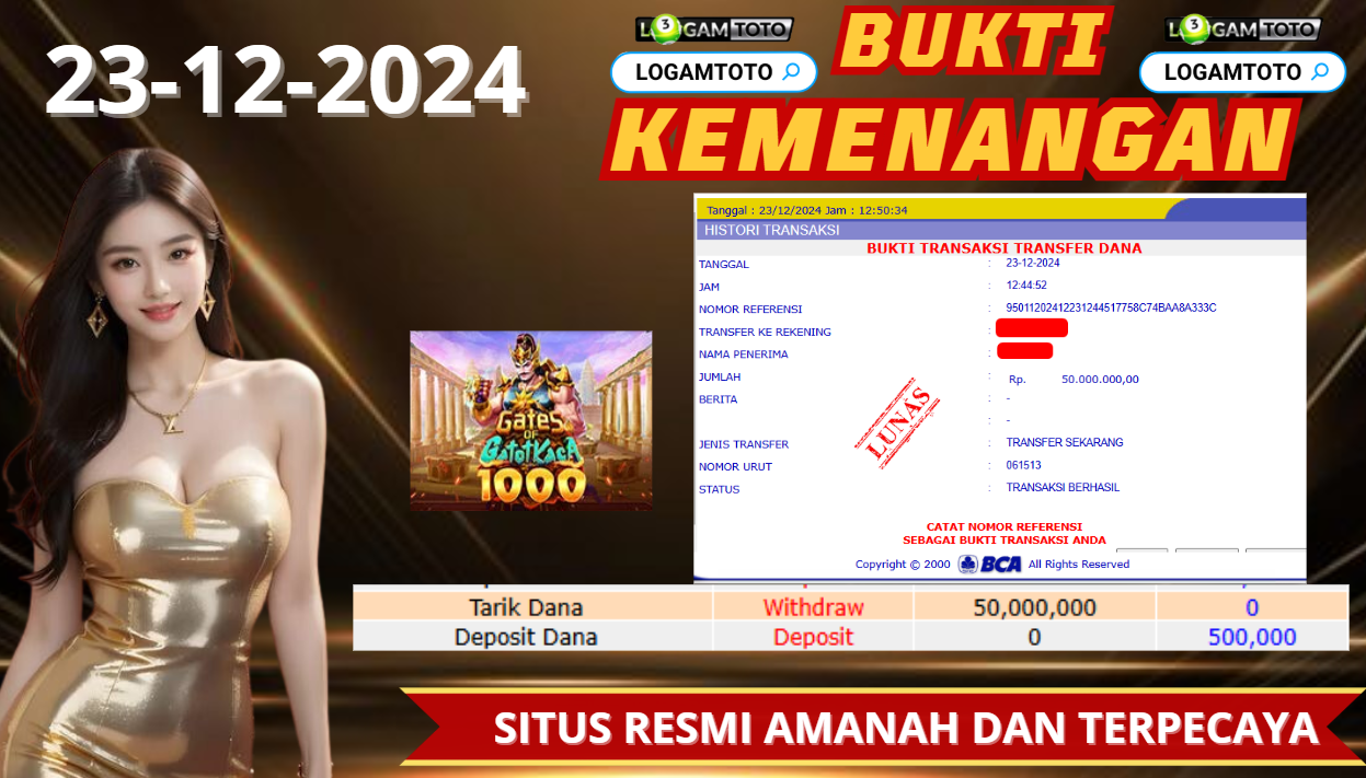 SELAMAT KEPADA MEMBER SETIA LOGAMTOTO BERHASIL JACKPOT DI PERMAINAN SLOT GATES OF GATOT KACA 1000